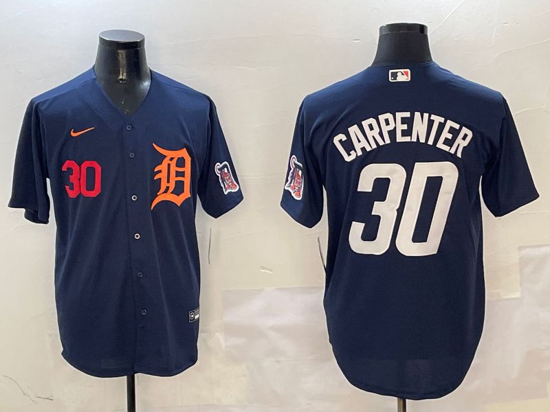 Men Detroit Tigers 30 Carpenter Drak Blue Game 2025 Nike MLB Jersey style 3114